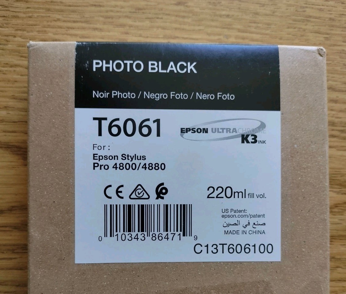 02-2020 NEW GENUINE EPSON T6061 PHOTO BLACK 220ml K3 INK STYLUS PRO 4800 4880