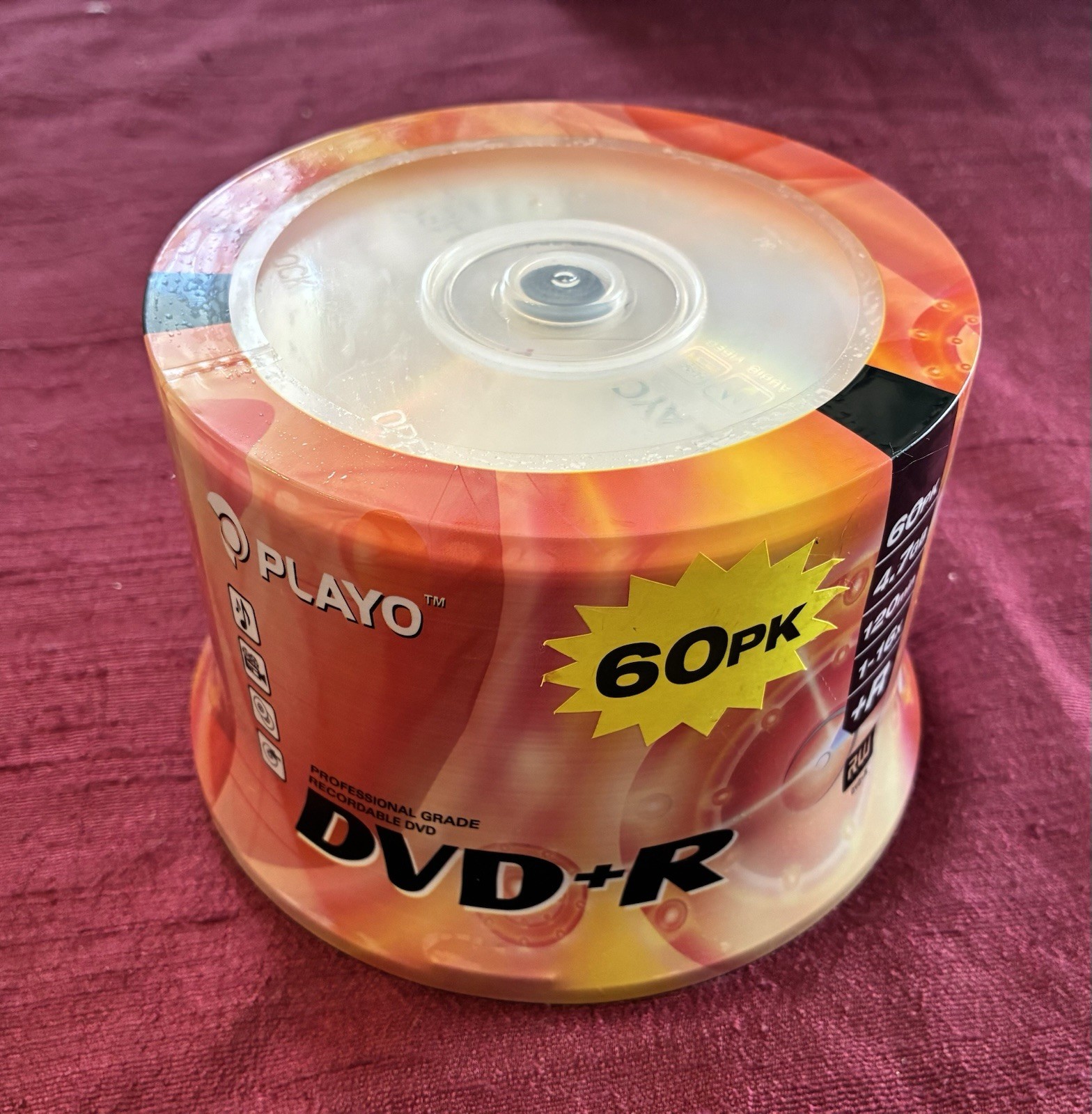 NEW - PLAYO DVD +R 60 Pack - Professional Grade Recordable | 4.7GB | 120m | 16X