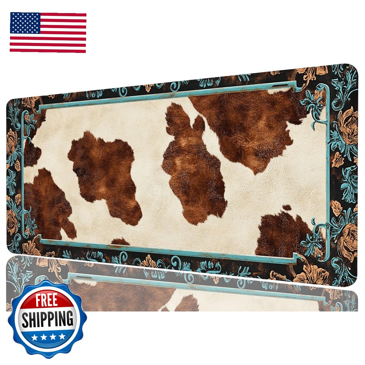 FZADLZZ Western Highland Cow Desk Mat Gaming Desk Pad Large Mouse Keyboard Pad