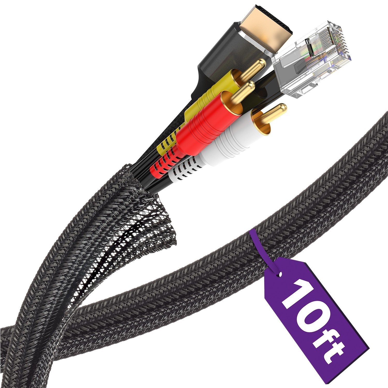 Fosmon 10ft Cord Protector, Cable Management Sleeve Protect Cat From Chewing