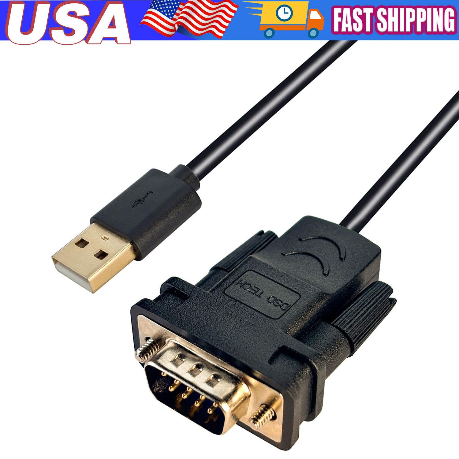 USB to RS232 Adapter with FTDI Chipset, 3ft USB 2.0 Male to RS232 Female DB9