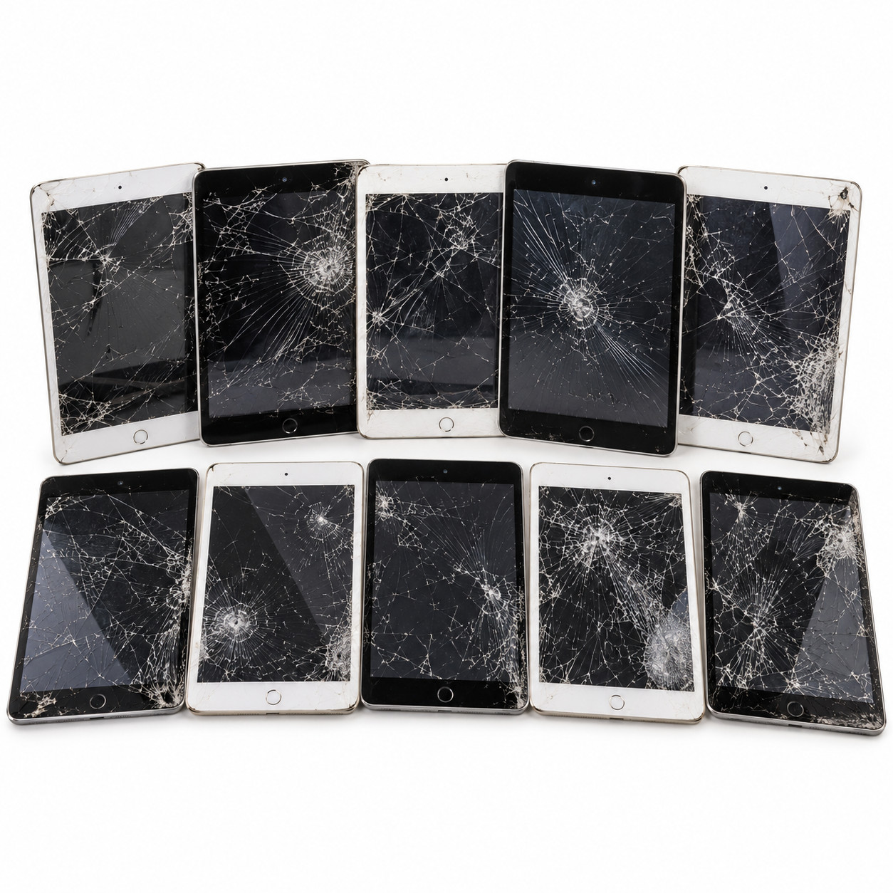 Lot of 10 Apple iPad mini 4 Cellular A1550 Unlocked Cracked Screens