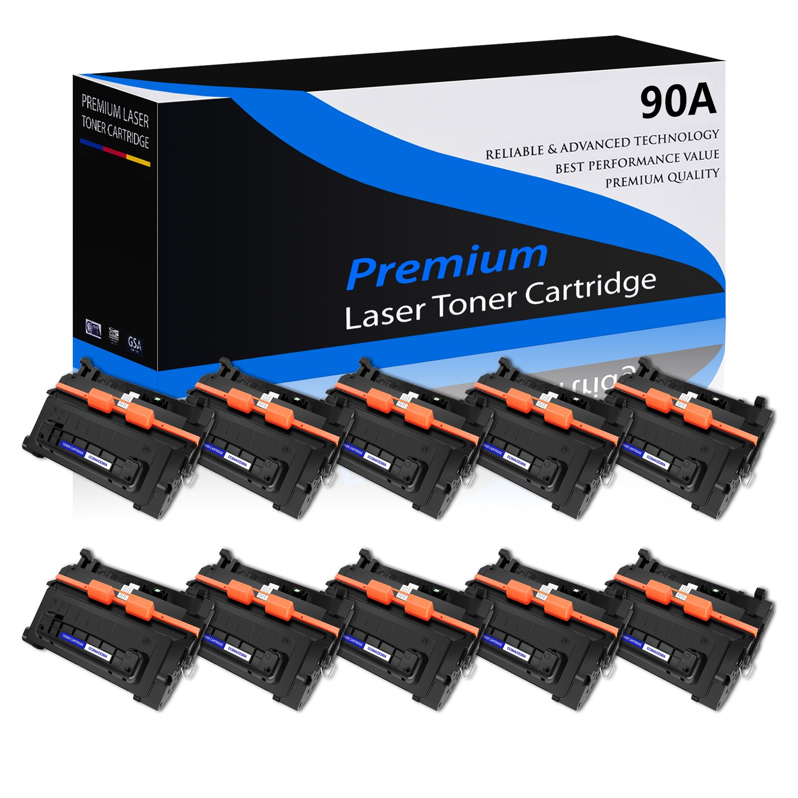 10PK High Yield CE390A Toner for HP 90A Laserjet M4555h M601n M602dn M602n