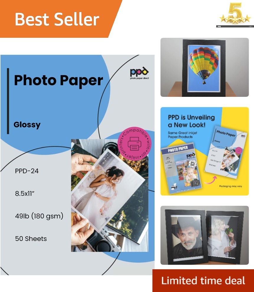 Eco-Friendly 50 Sheets 8.5x11" Glossy Inkjet Photo Paper with Versatile Back