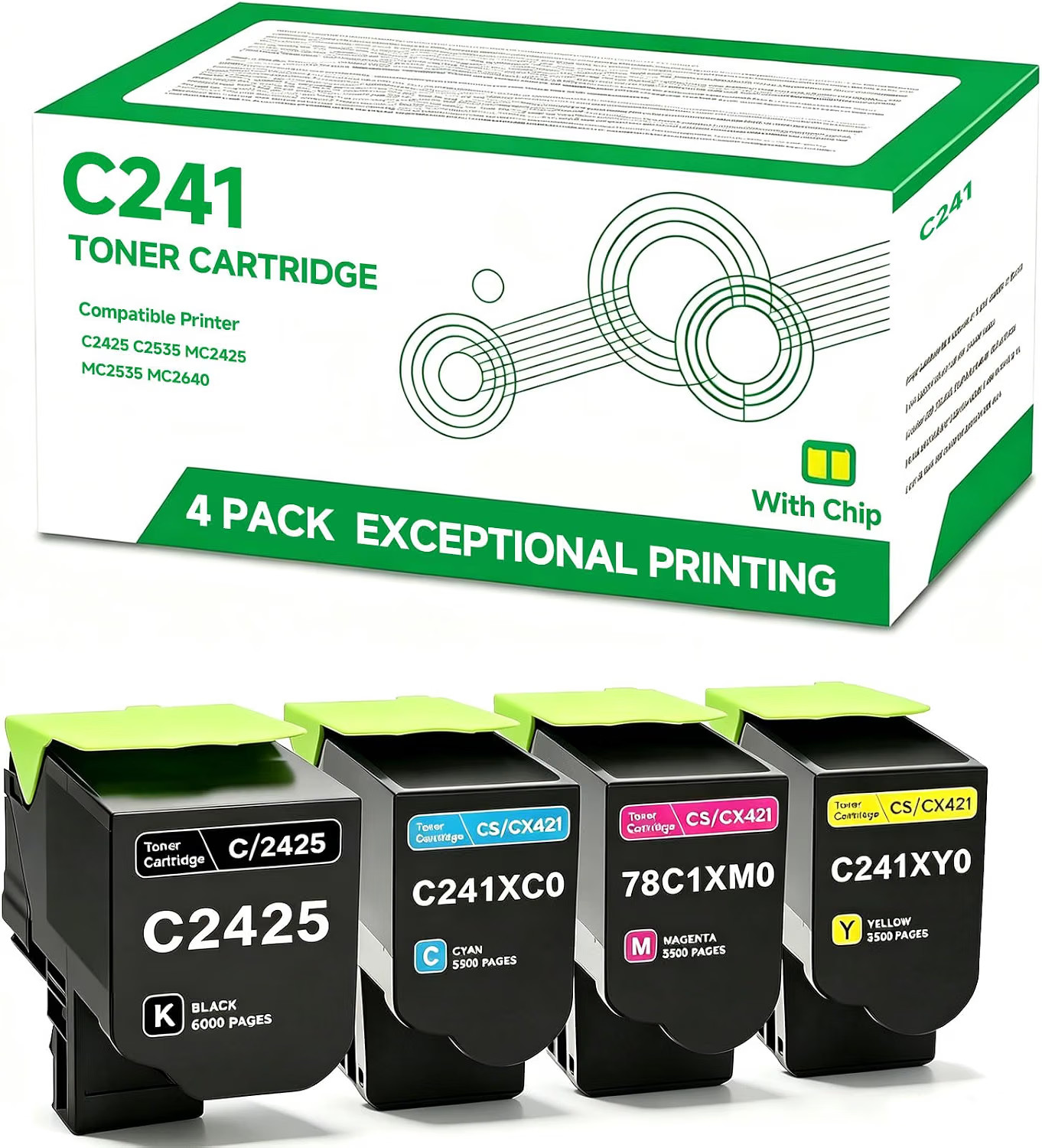 NEW C241 Extra High Yield Toner Cartridge 4 Pack Compatible Color Laser Printer