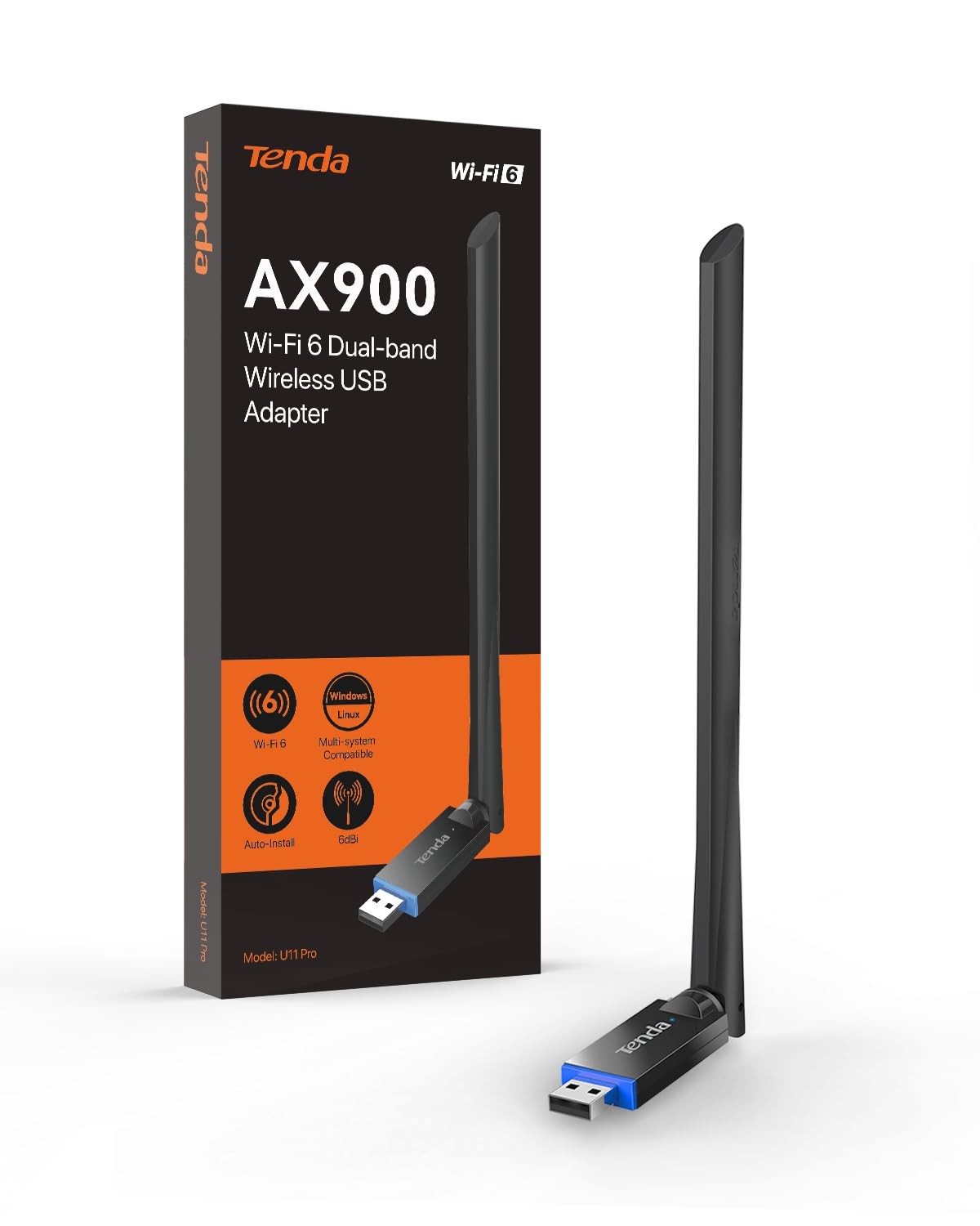 Tenda AX900 WiFi Adapter 6- Dual-Band 600Mbps 5GHz/ L, Antenna