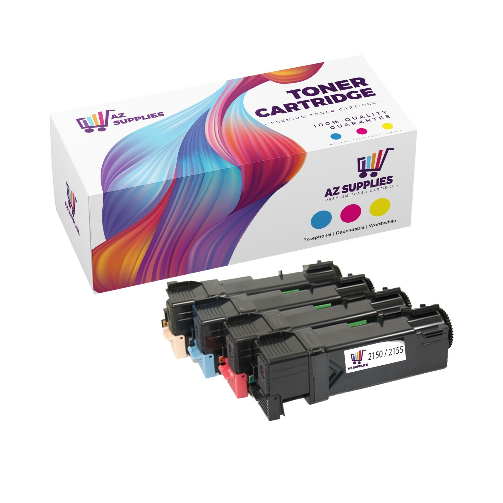 4PK/SET 2150/2155 CMYK Toner Crtg Dell Color Laser 2150CDN Multifunction 2155CDN
