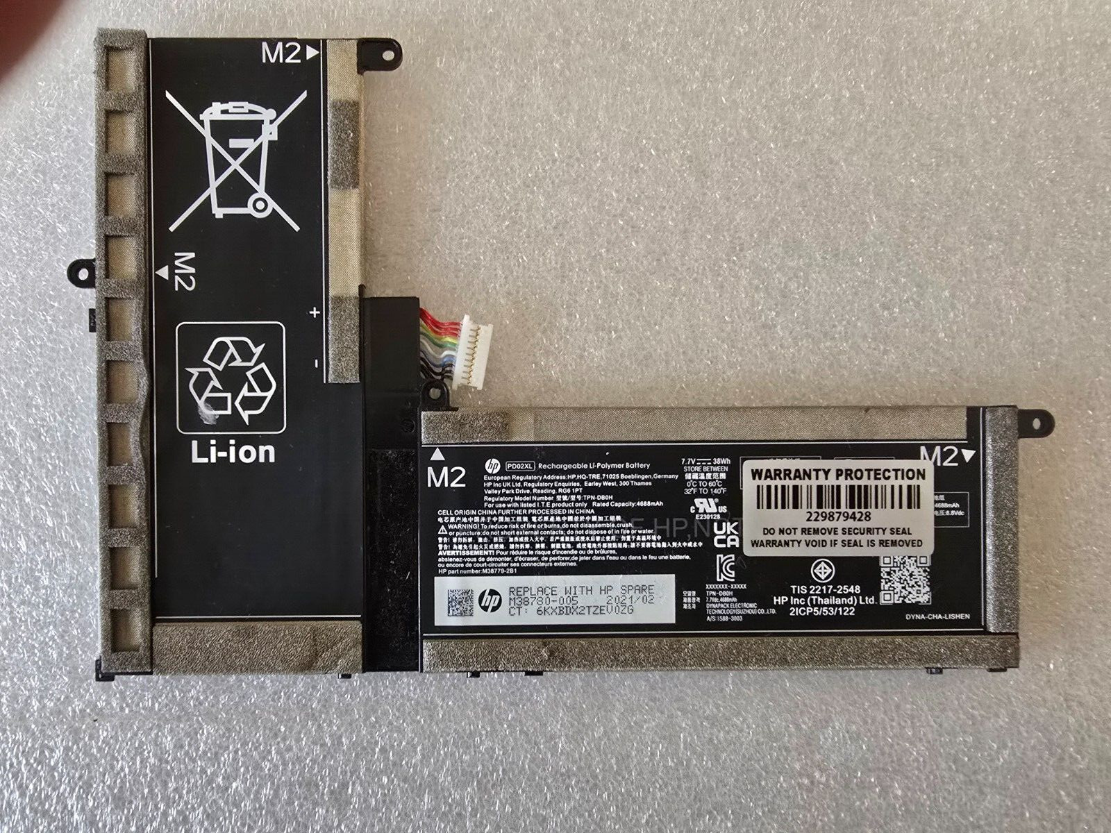 New Genuine PD02XL 7.7V 38WH Laptop battery for TPN-DB0H M38779-2B1