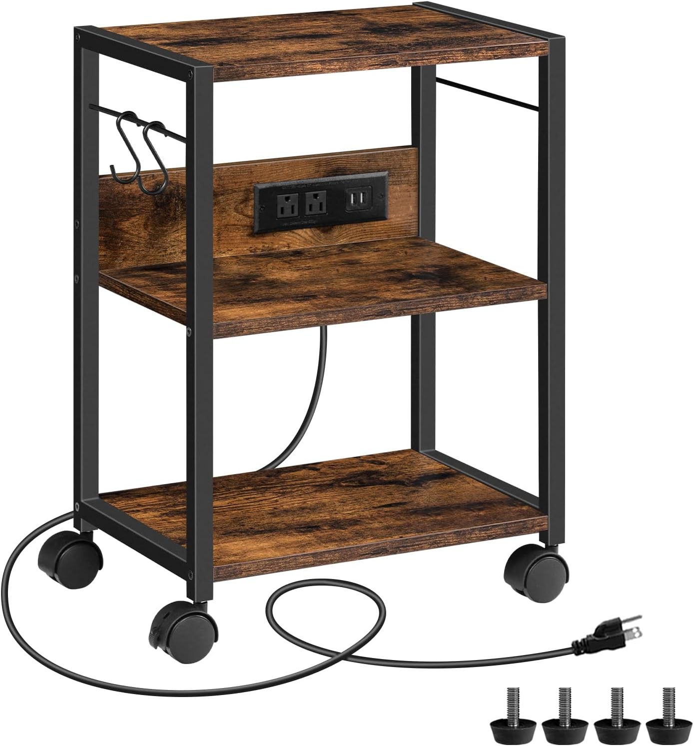 Industrial Printer Cart 3-Tier Mobile Printer Stand Rolling Cart