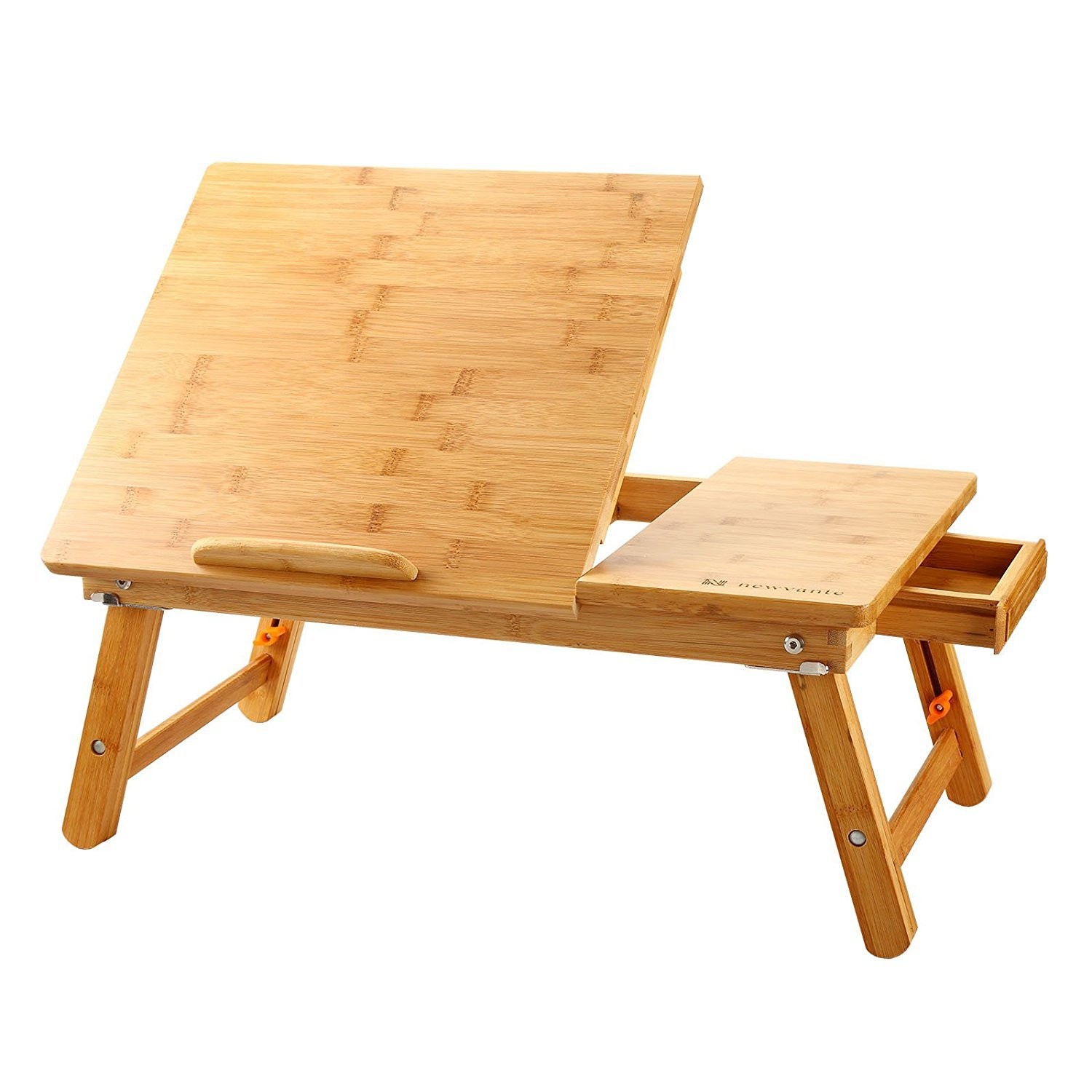 Bamboo Laptop Desk for Bed with Tilting Top, Drawer 21.6 x 13.8In