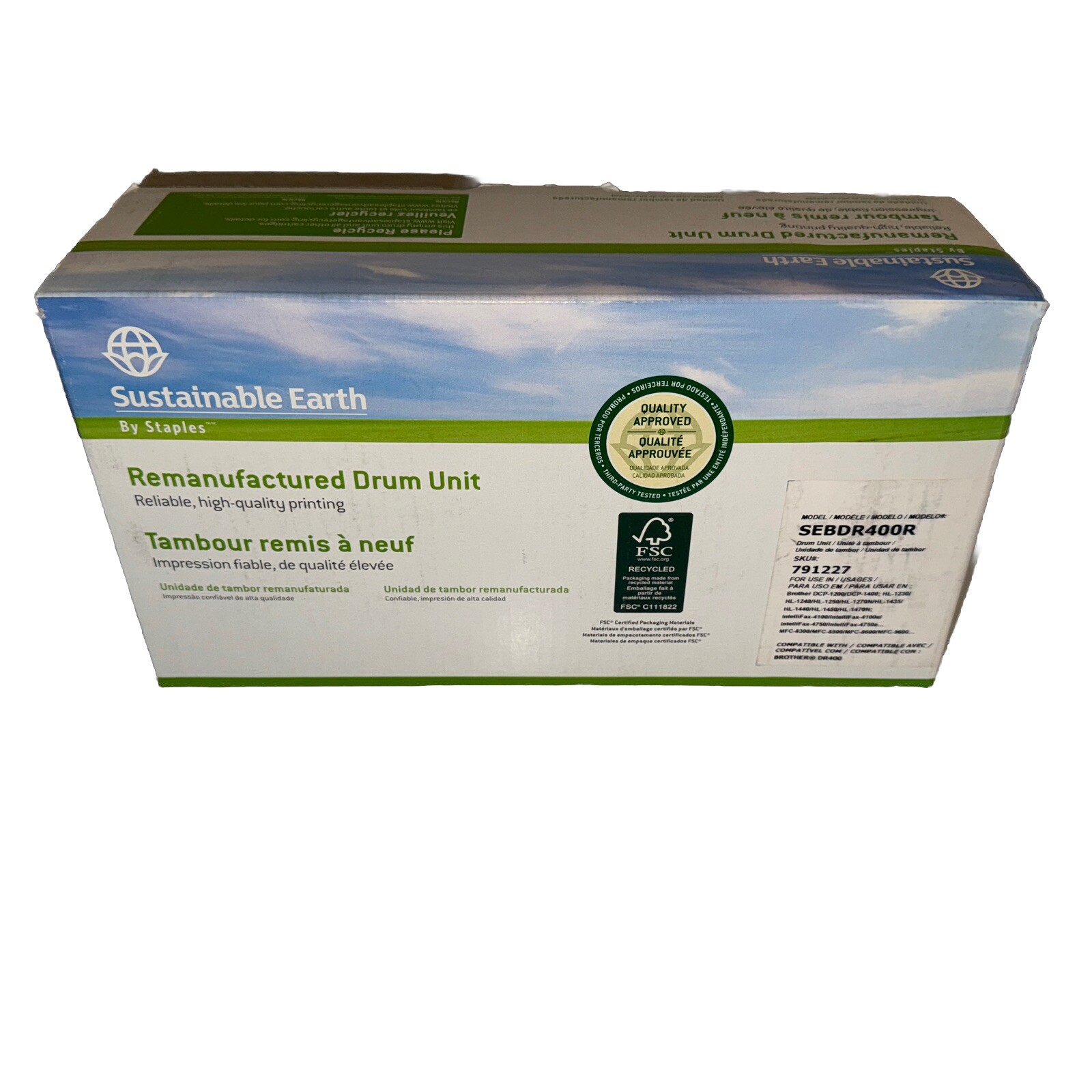 Sustainable Earth by Staples SEBDR400R SKU#791227 Toner Cartridge