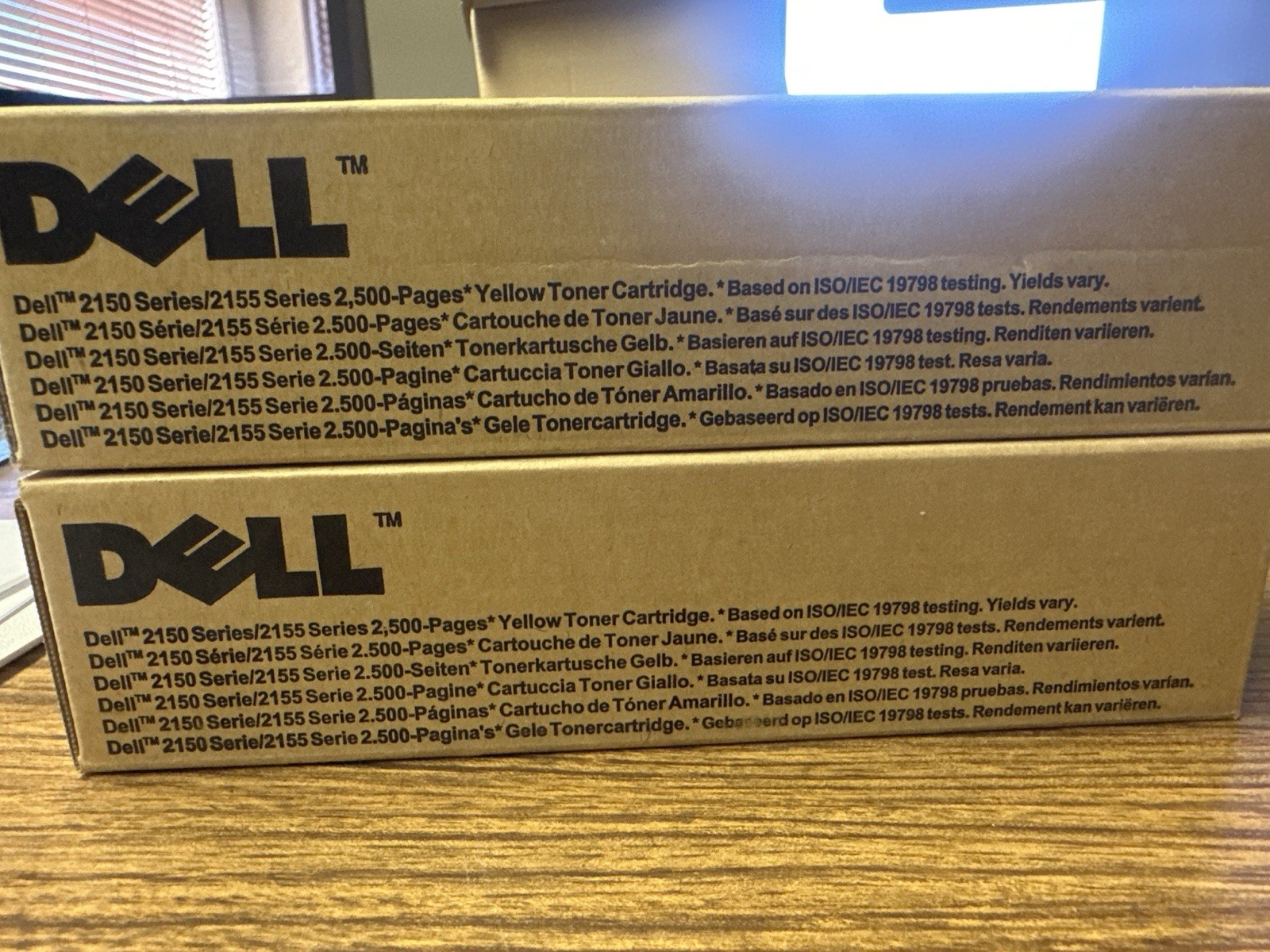 Genuine Dell 2150 2155 Yellow Toner Cartridge OEM 2,500 Page NEW SEALED LOT OF 2