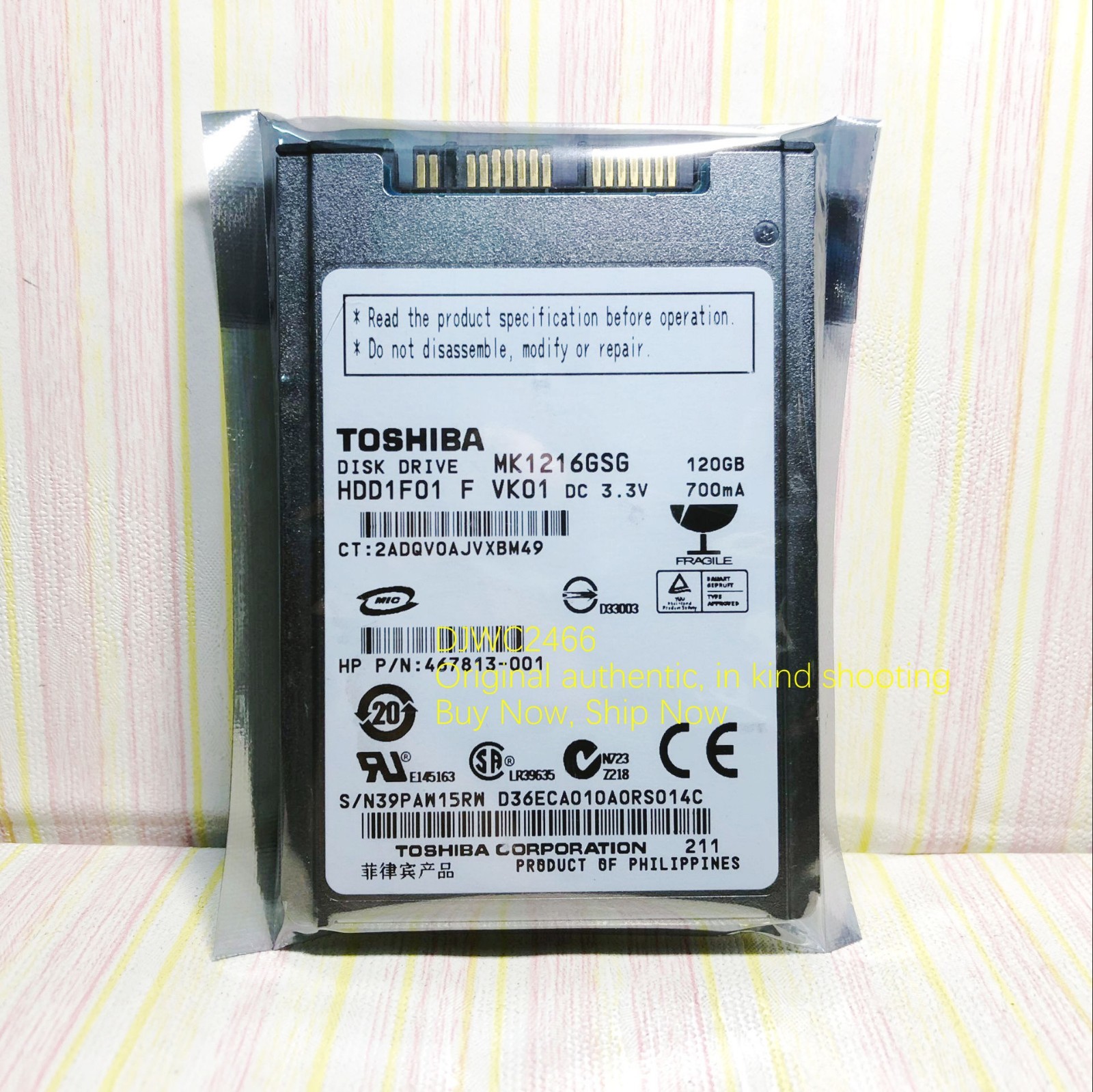 Toshiba MK1216GSG 120GB,Internal,5400RPM,1.8" (HDD1F01) HDD