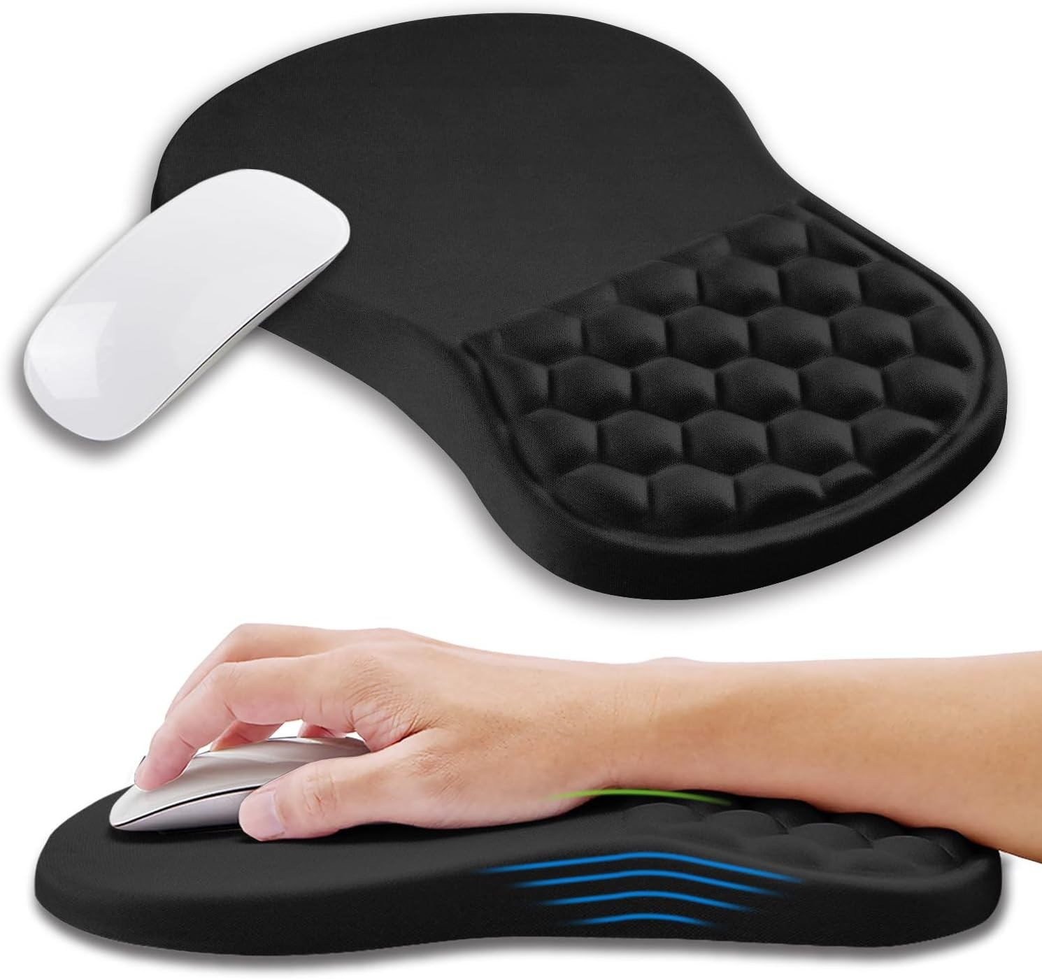 Almohadilla ergonomica para raton con soporte para munecas espuma viscoelastica