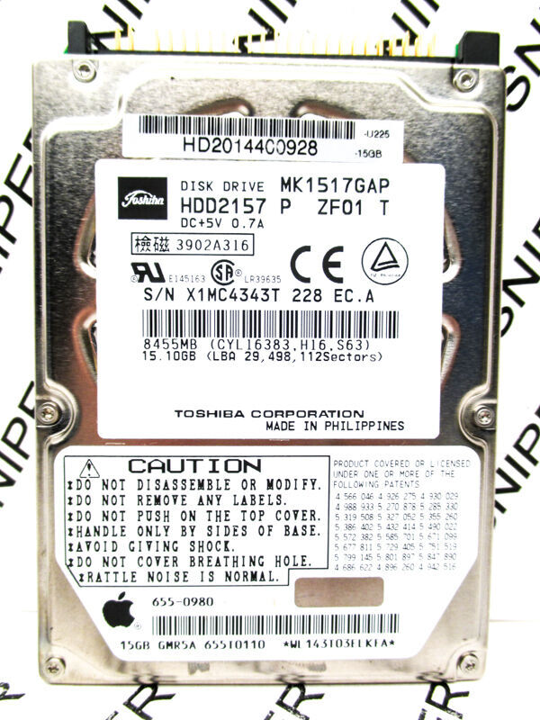 Toshiba 15GB MK1517GAP IDE HDD2157 P ZF01 T Laptop Hard Drive - WIPED & TESTED