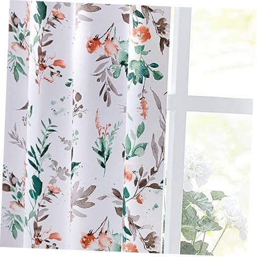 Floral Blackout Fall Curtains 63 inch 52"W x 63"L (Pack of 2) Orange & Gray