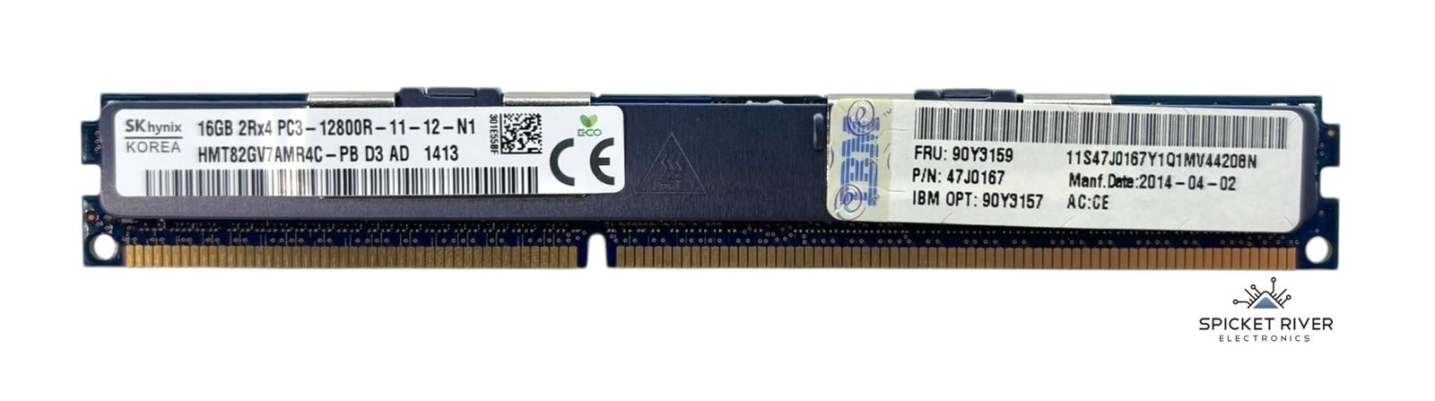 Lot of 8 - SK Hynix HMT82GV7AMR4C-PB 16GB 2Rx4 PC3-12800R DDR3 VLP Server RAM