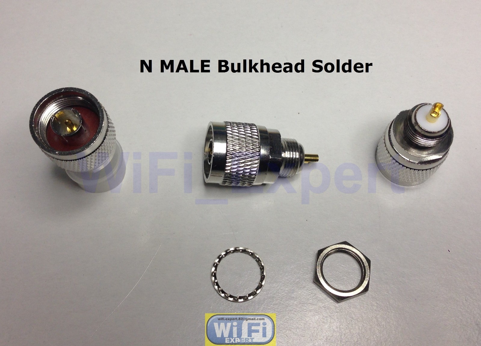1 x N Male Plug Nut Bulkhead Solder Panel mount Straight RF Coax Cable Connector