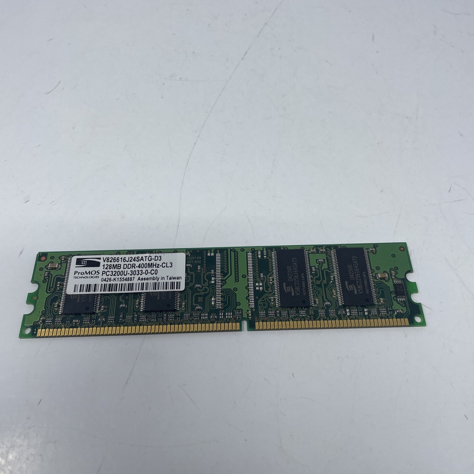 Dell proMOS 128MB DIMM DDR 400Mhz CL3 Non-ECC J0198 PC3200U-3033-0-C0 Memory