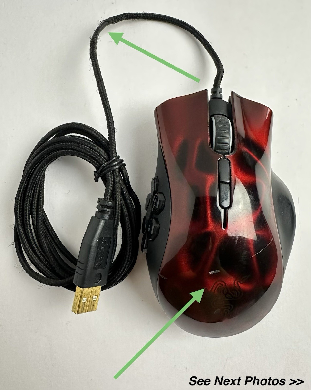 Razer Naga Hex Wraith Red Laser Gaming Mouse ( RZ01-0075 ) MOBA ,Has Scratches