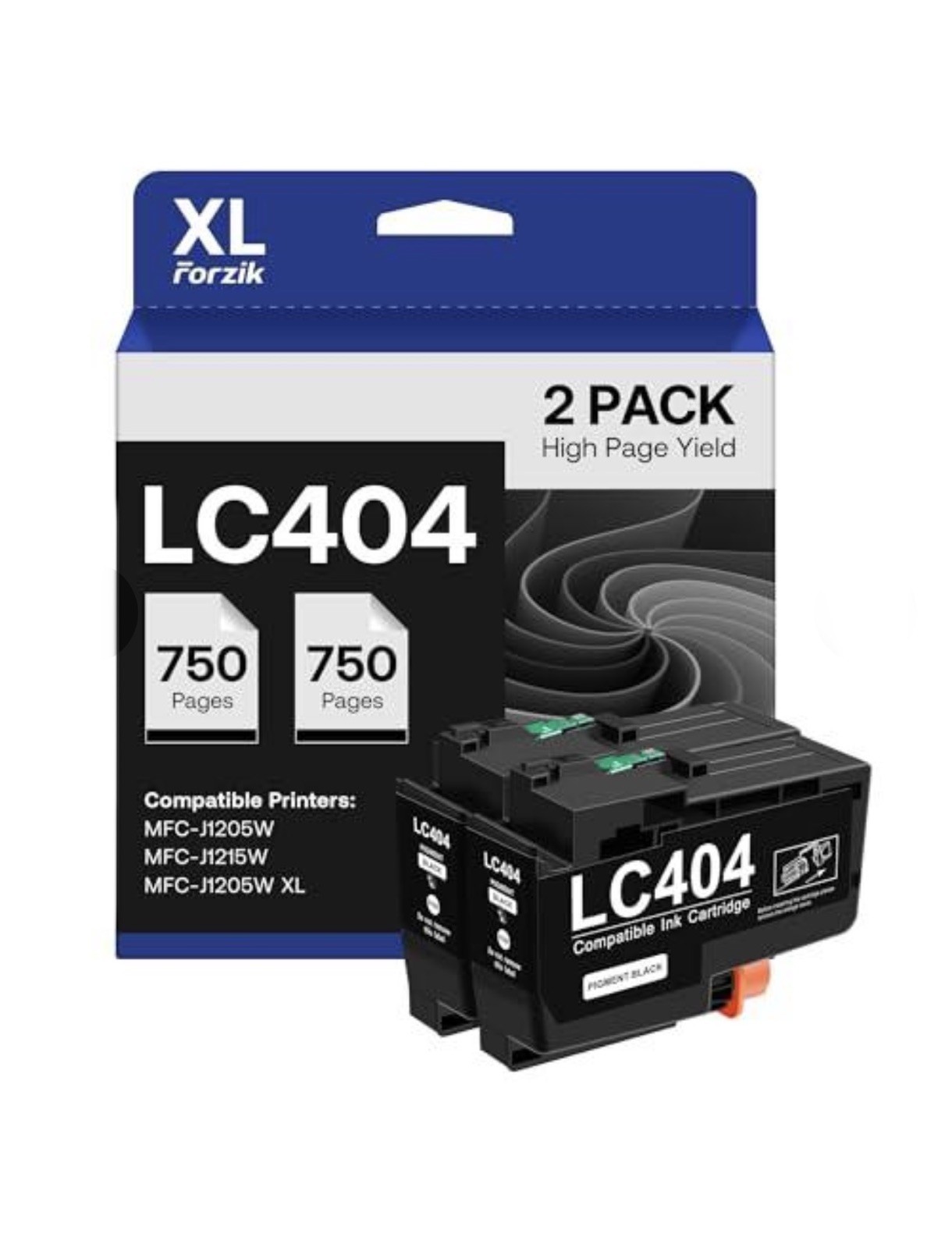 2 pack Black LC404 LC 404 Ink Cartridges Compatible For Brother MFC-J1215W MFC