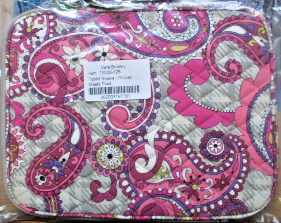 Vera Bradley ~ Paisley Meets Plaid #12038-128 * Tablet Sleeve ~ NEW ~ iPad Case