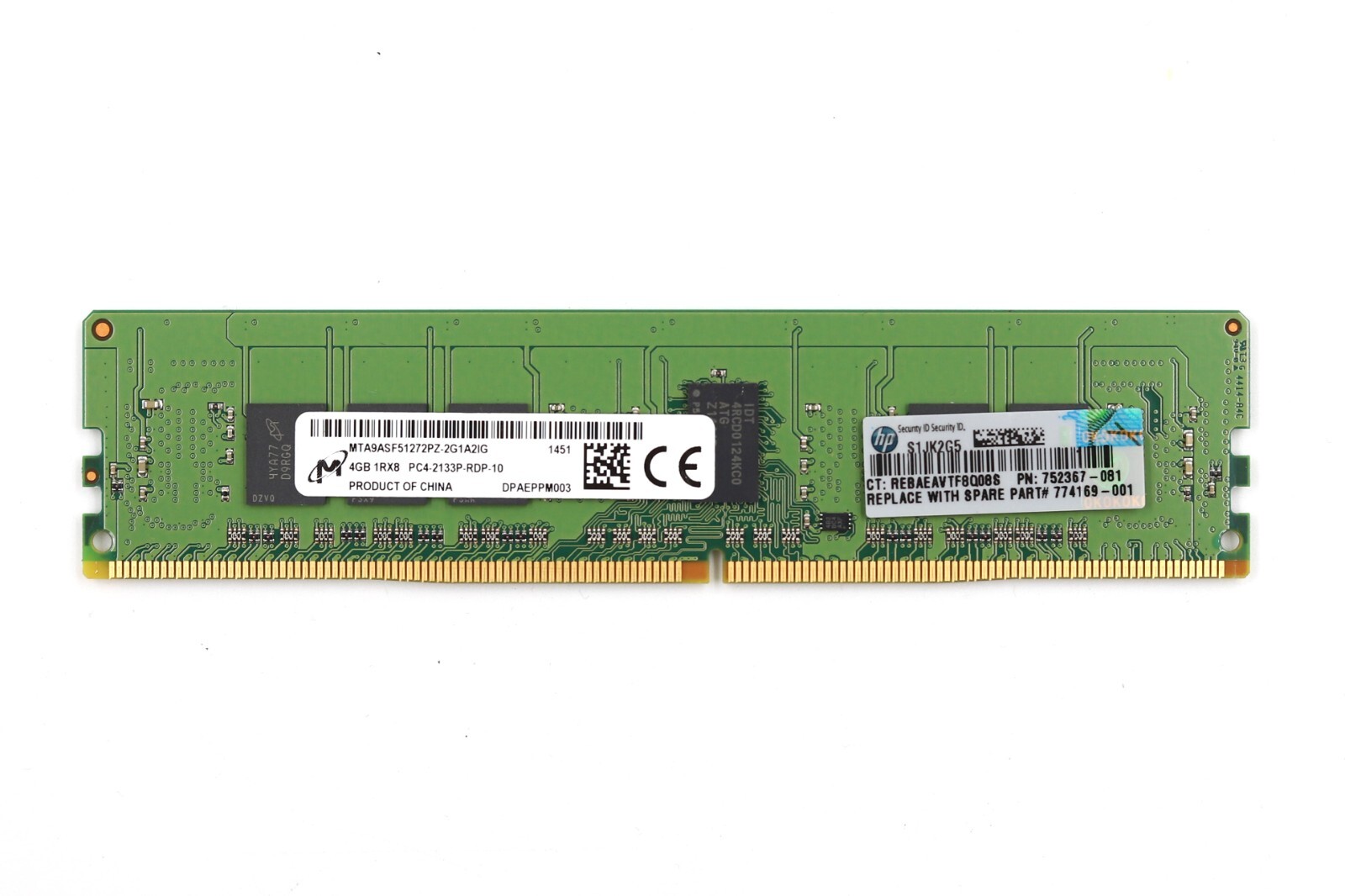 Micron 4GB 1RX8 PC4-2133P-RDP-10 ECC REG RAM P/N: MTA9ASF51272PZ-2G1A2IG Tested