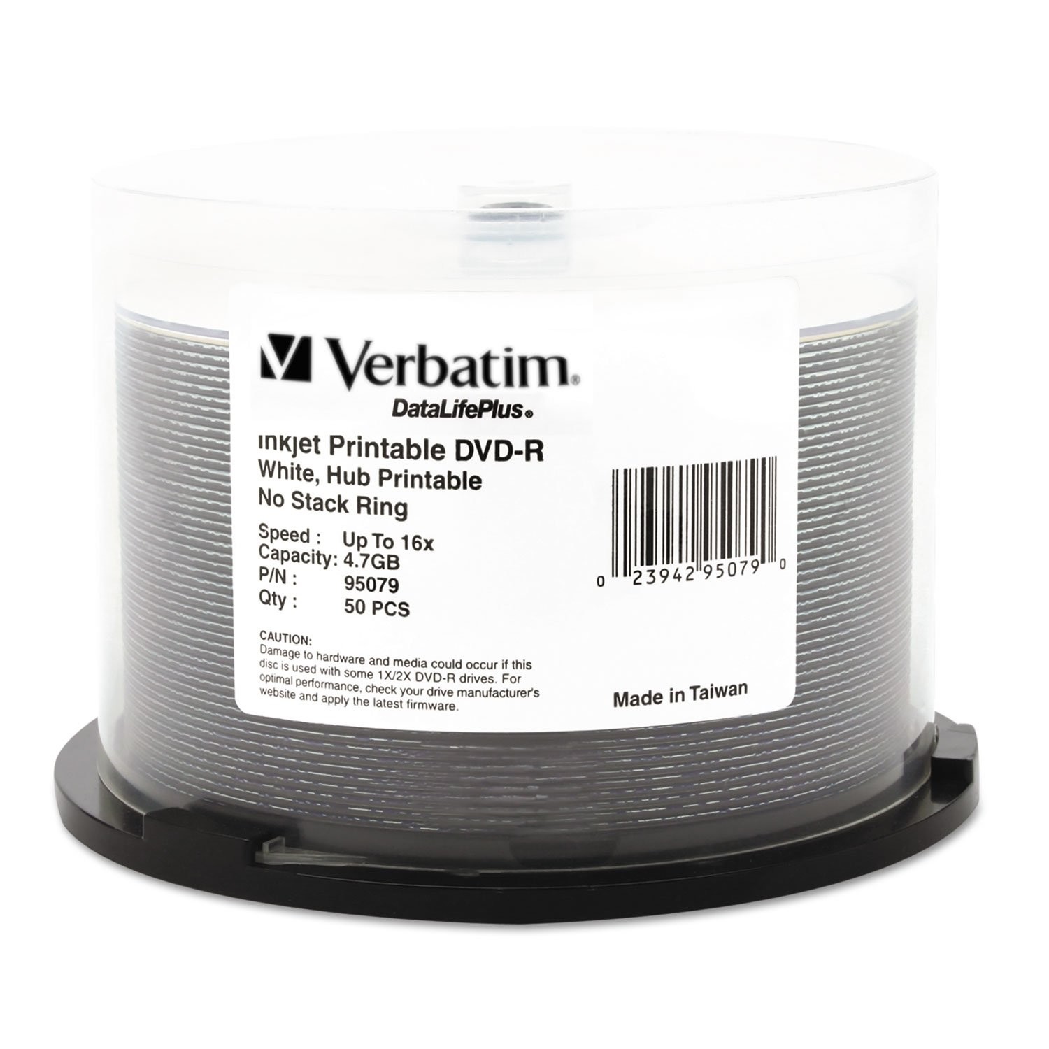 Verbatim DVD-R Blank Discs 4.7GB 16X DataLifePlus White Inkjet Printable Reco...