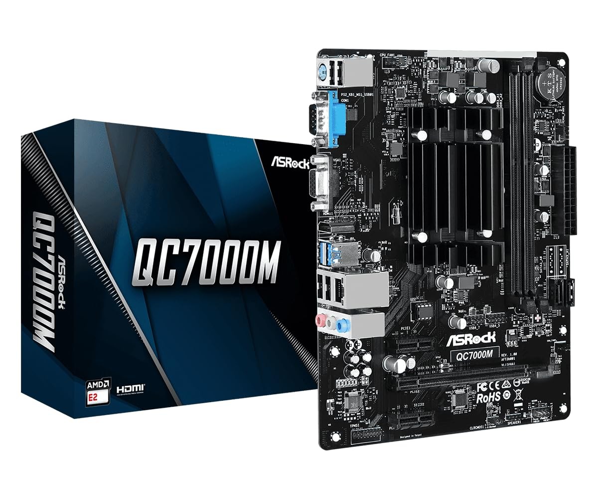 ASRock QC7000M AMD FT3b Carrizo-L E2-7110 Quad-Core APU Motherboard - DDR3 16...