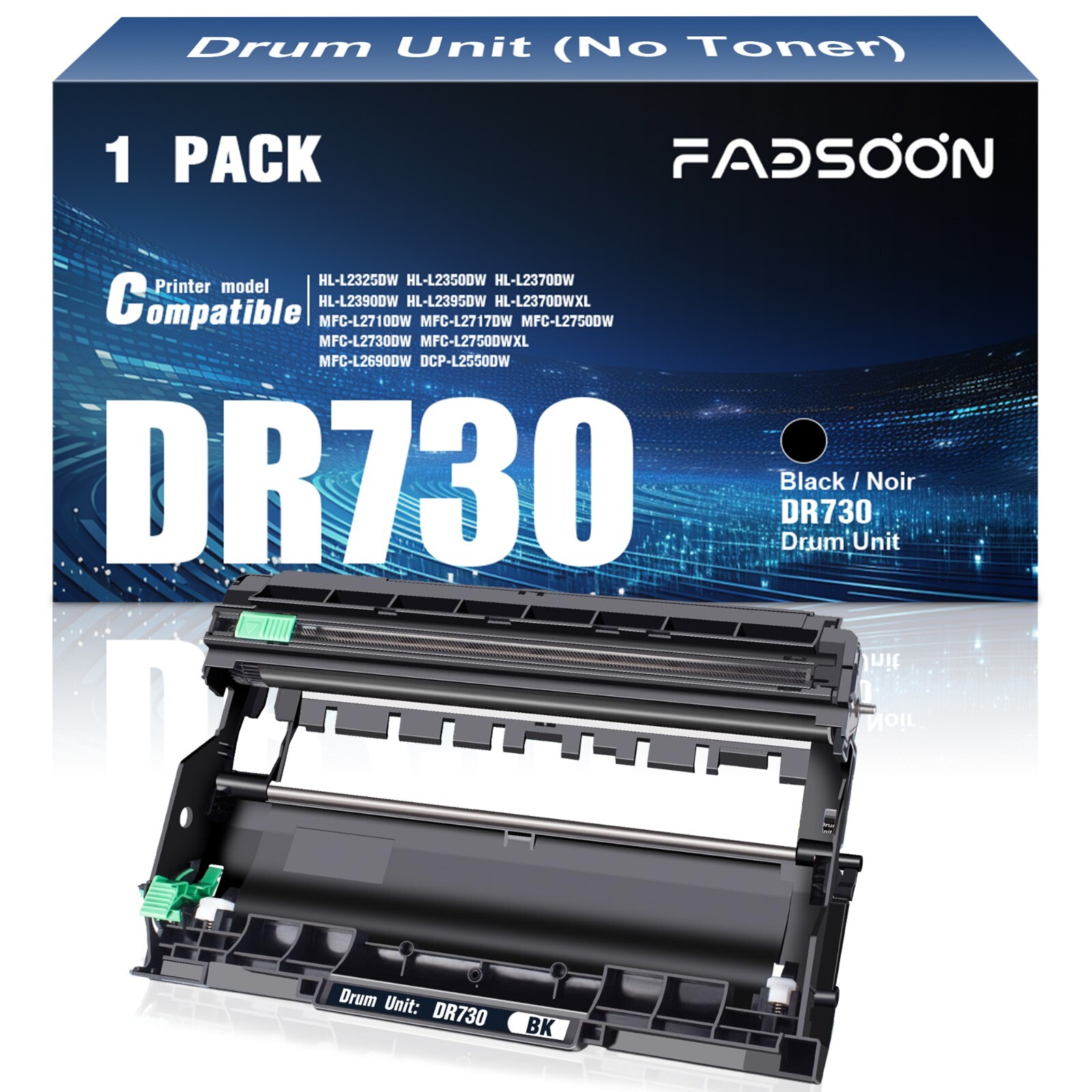 DR730 Compatible Imaging Drum 1PK BK Fits DCP-L2550DW MFC-L2730DW HL-L2395DW