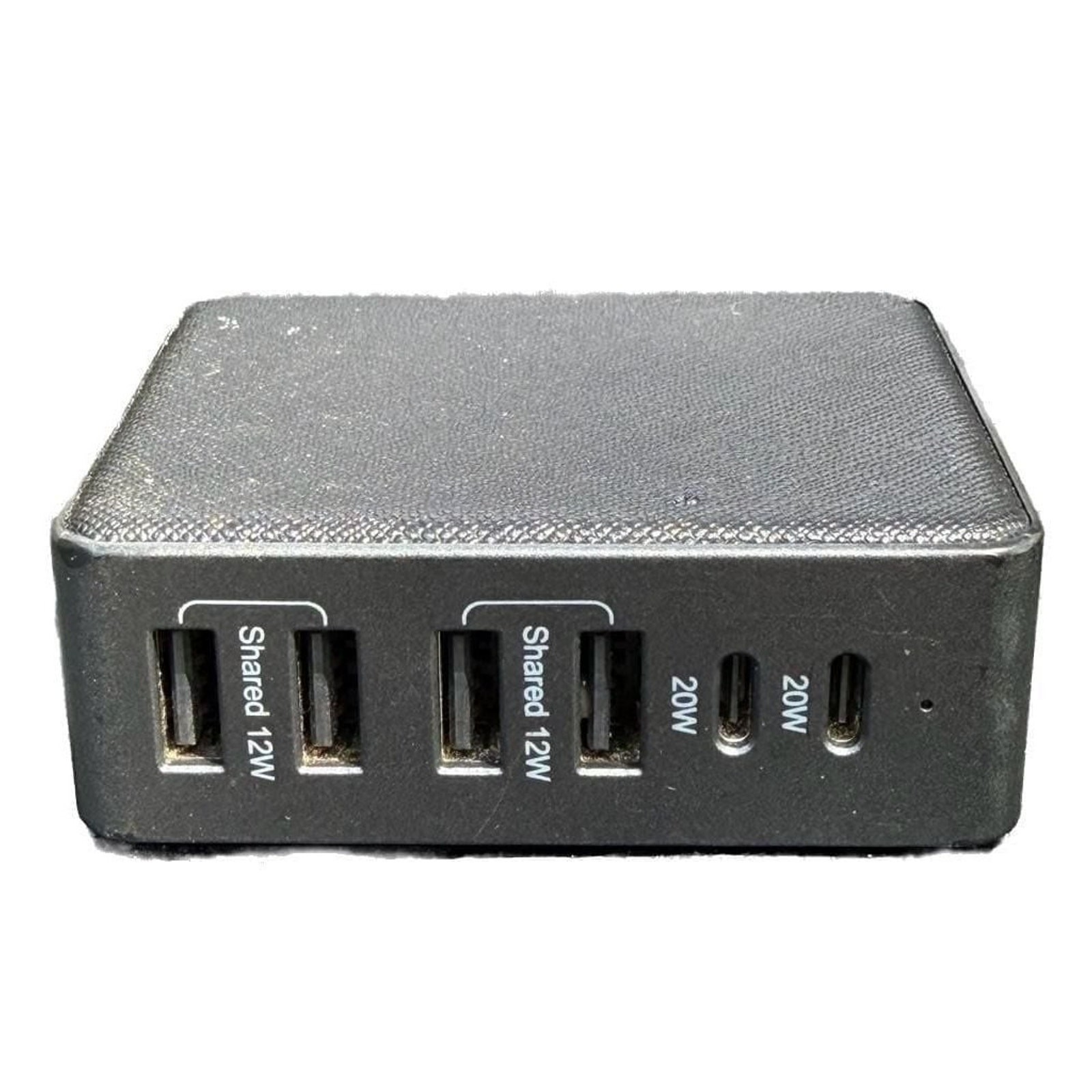 heyday 6-Port Charging Hub Vertical (2 USB-C & 4 USB-A) - Black Saffiano