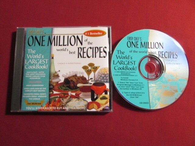 ONE MILLION OF THE WORLD'S BEST RECIPES EASY CHEF WINDOWS CD COOKBOOK EXCELLENT