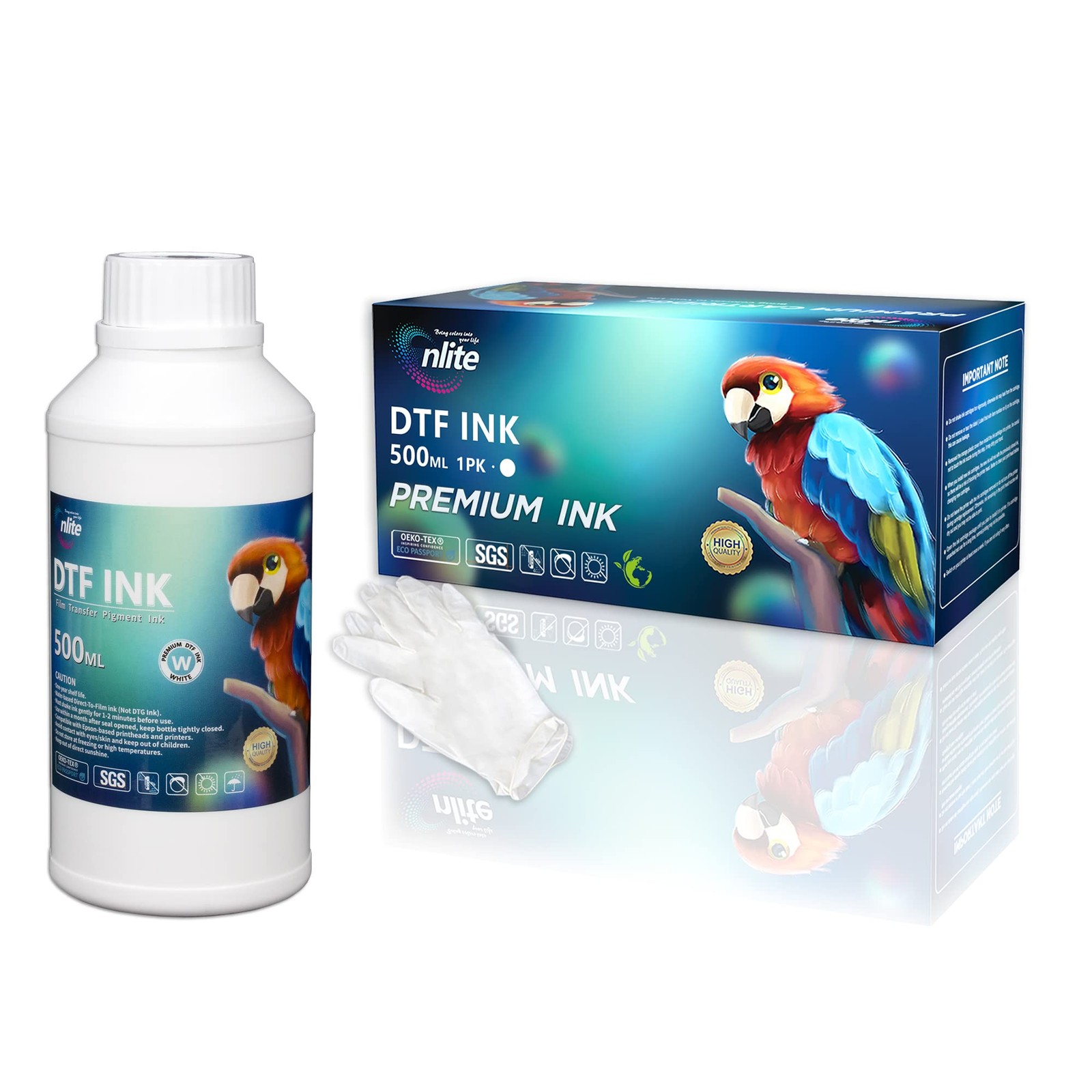 Enlite Premium DTF White Ink for DTF Heat Transfer Film Printing, Used for Pr...