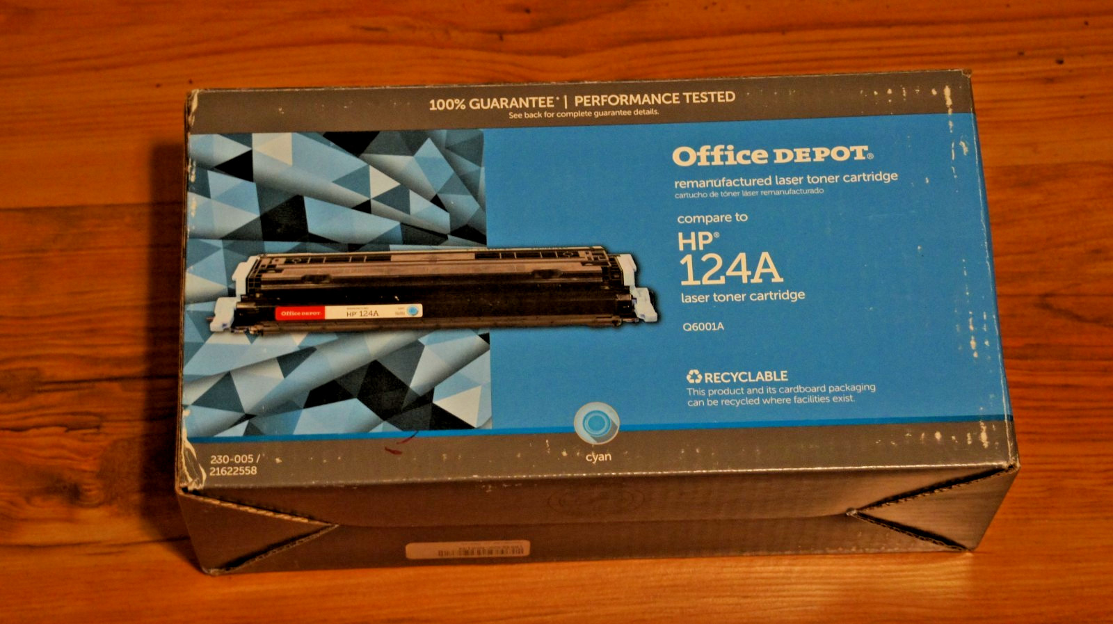 Genuine Office Depot HP 124A Cyan Toner Cartridge (New, Unopened)
