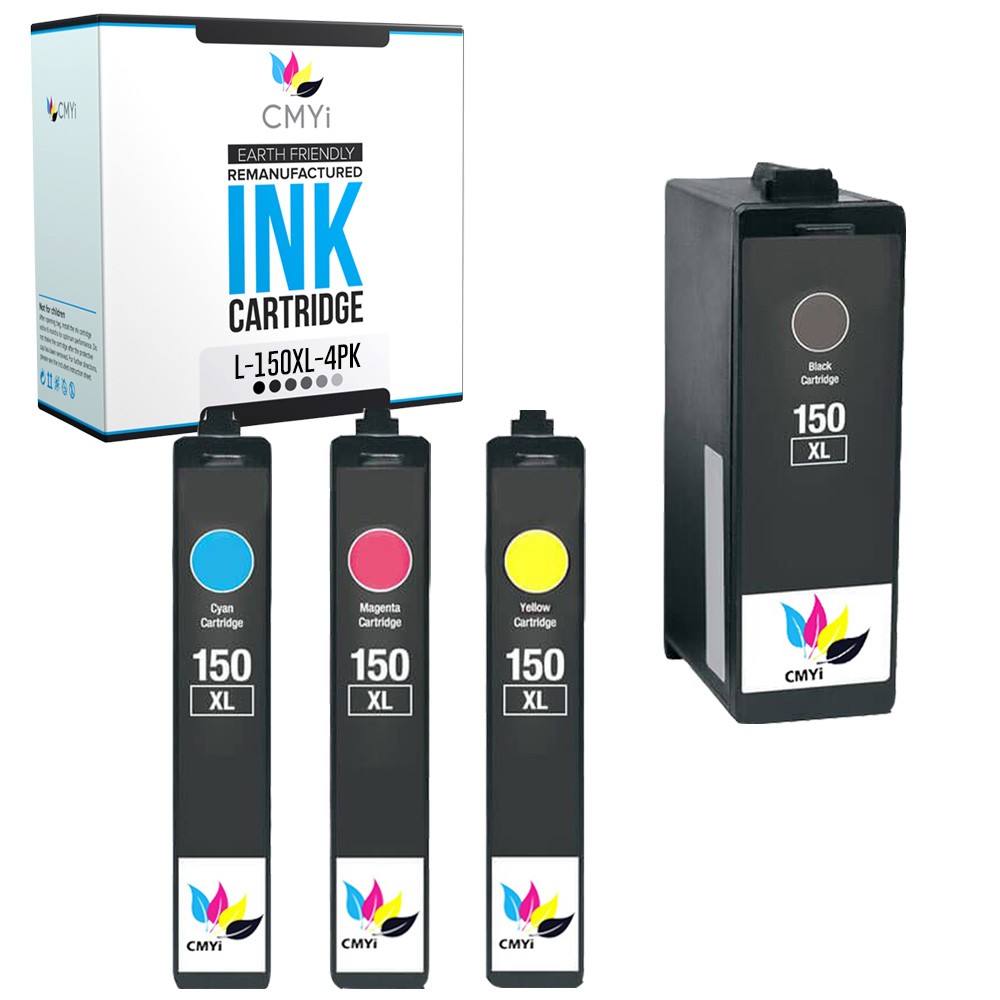 CMYi 4-Pack Replacement 150XL Ink Cartridge for Lexmark Pro715 Pro915 S315 S415