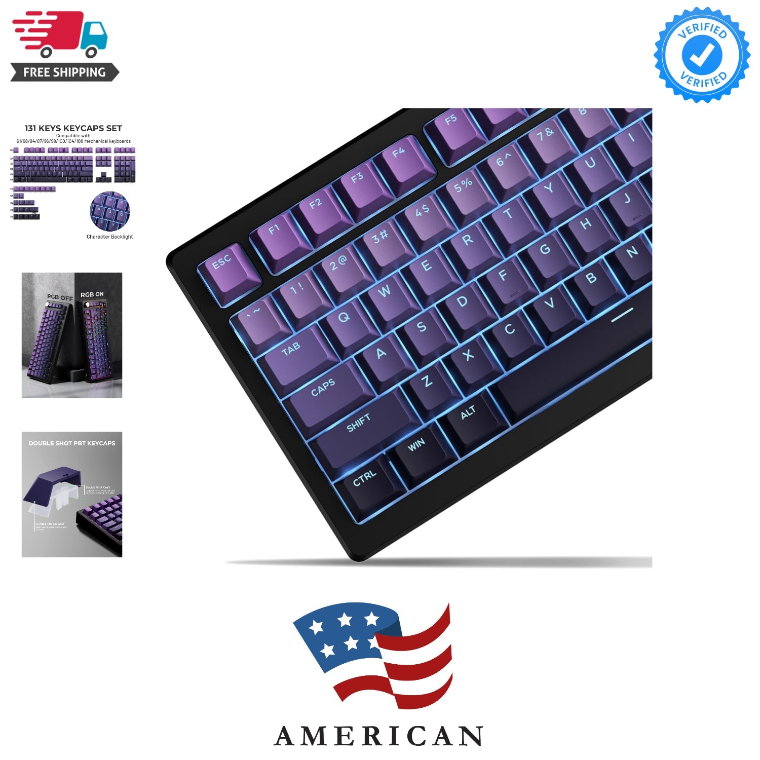 x XVX Shine Through PBT Keycaps, Custom Keycaps 60 75 100 Percent Cherry Prof...