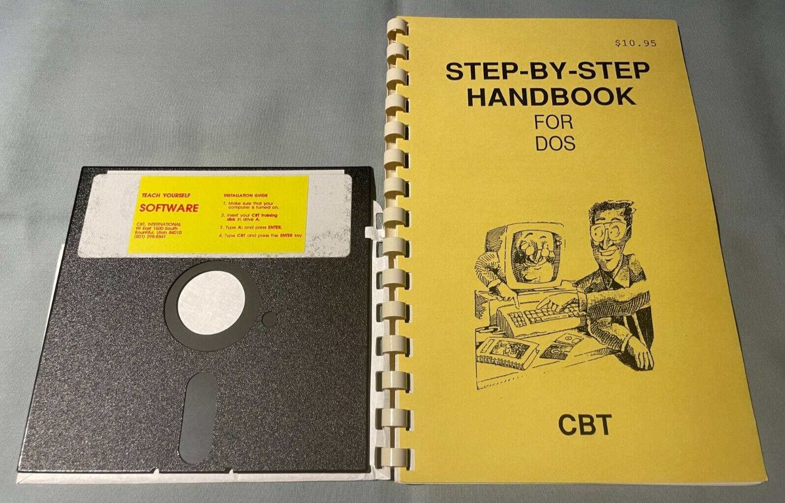 TEACH YOURSELF SOFTWARE - IBM PC Disk w/Step-by-Step Handbook for DOS - UNTESTED
