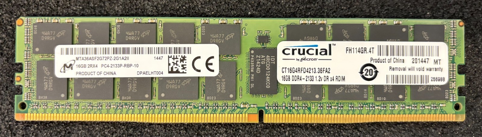 Micron 16GB PC4-2133P ECC RDIMM Server RAM MTA36ASF2G72PZ-2G1A2II