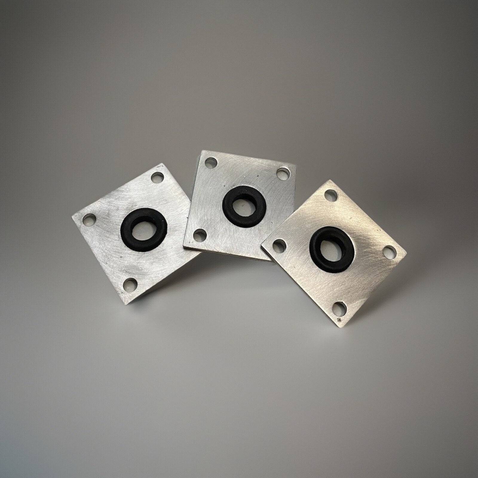 Aluminum 2”x 2” Grommet Plate 1/8” (3) Pack (Rubber 5/8” ID Grommet Included)