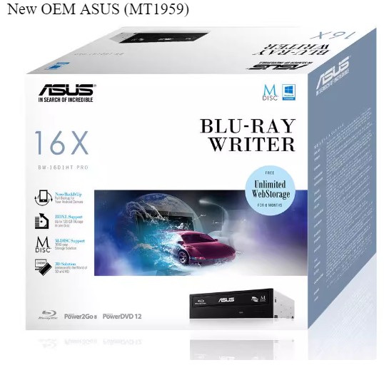 NEW External Asus BW-16D1HT Blu-ray drive FW 3.10 4K, UHD, Ultra HD Friendly
