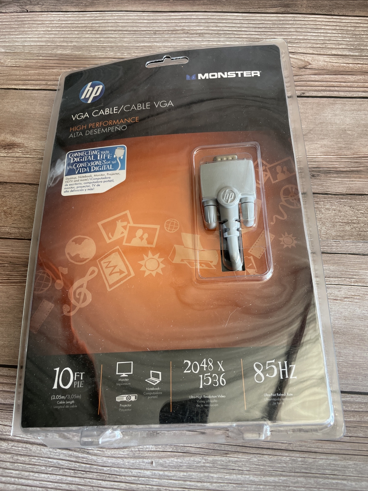 HP VGA Cable/ Cable VGA High performance 10ft 85HZ Monster