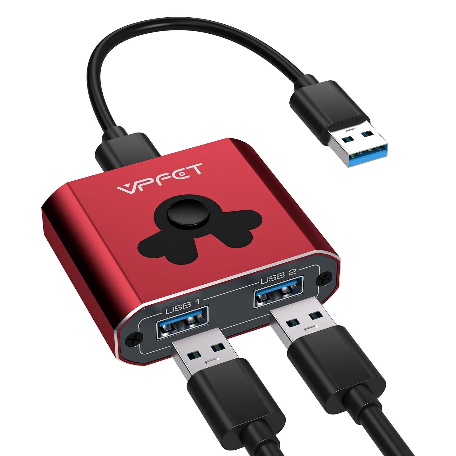 KVM Switch (2 monitors 1 computer), Plug In, Push Button, Usb