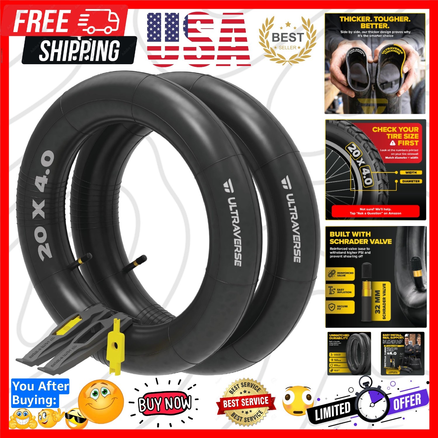 20x4.0, 24x4.0, 26x4.0, 20x3.0, 26x3.0, 16x4.0/3.0, Inner Tubes | Schrader Va...