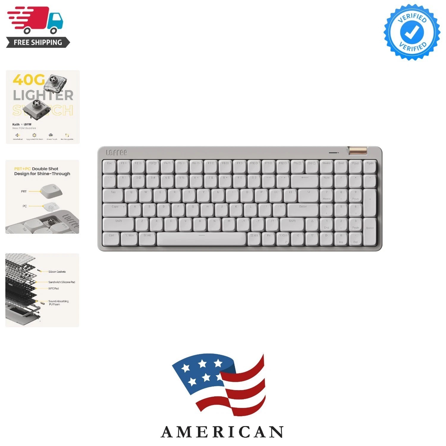 Flow Lite 100 Keys Low Profile Mechanical Keyboard, Swappable Rechargeable Wi...