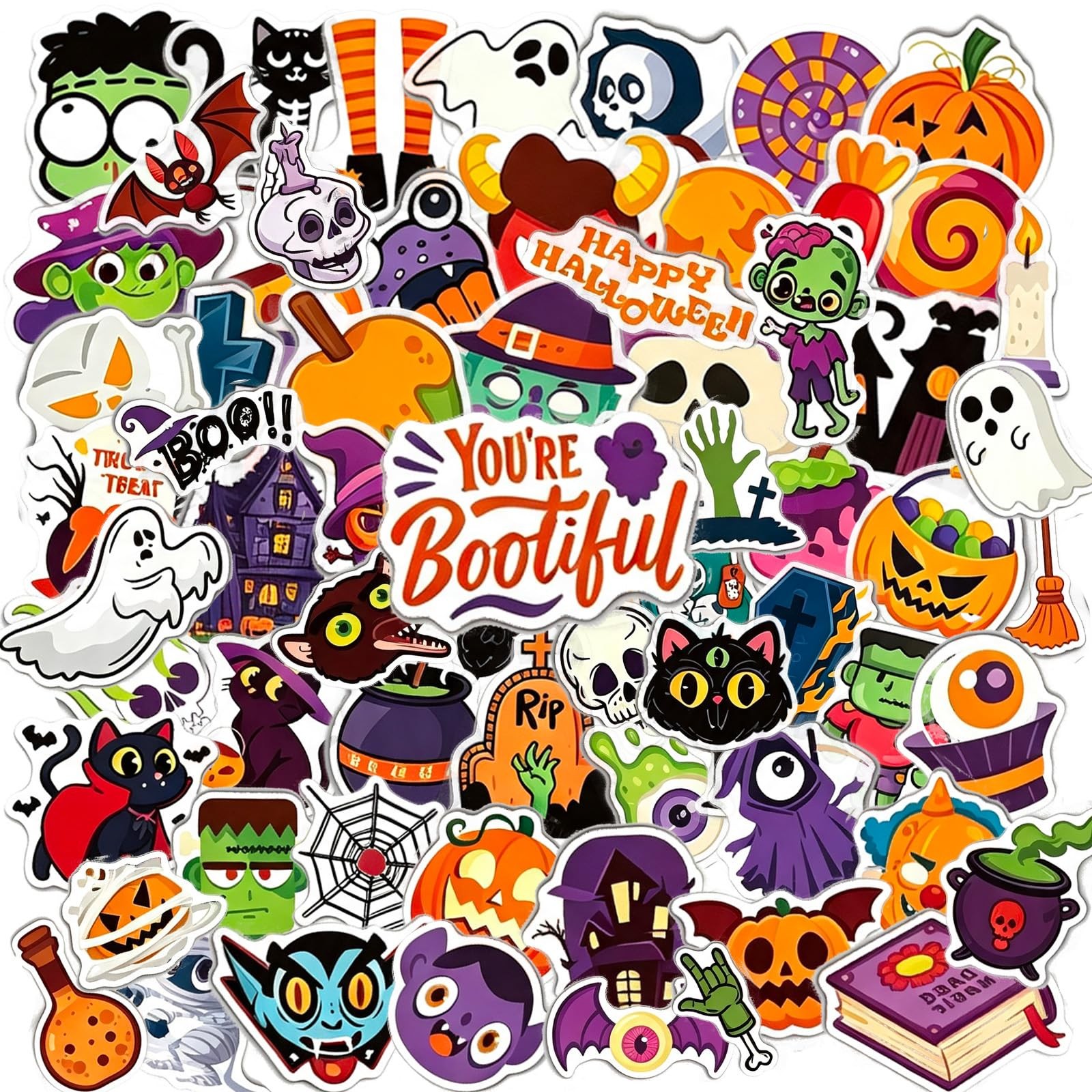100PCS Halloween Stickers,Halloween Party Favors,Vinyl Waterproof Multicolour