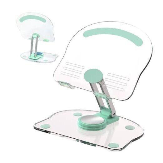 360°Rotating Acrylic Tablet Stand Foldable Adjustable Transparent Tablet (BLACK)