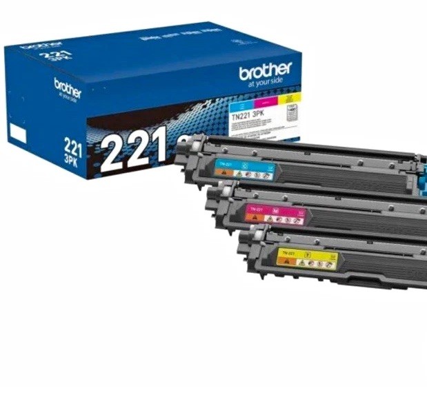 Brother Genuine NEW TN221-3PK 3-Pack Color Laser Toner Cyan/Magenta/Yellow