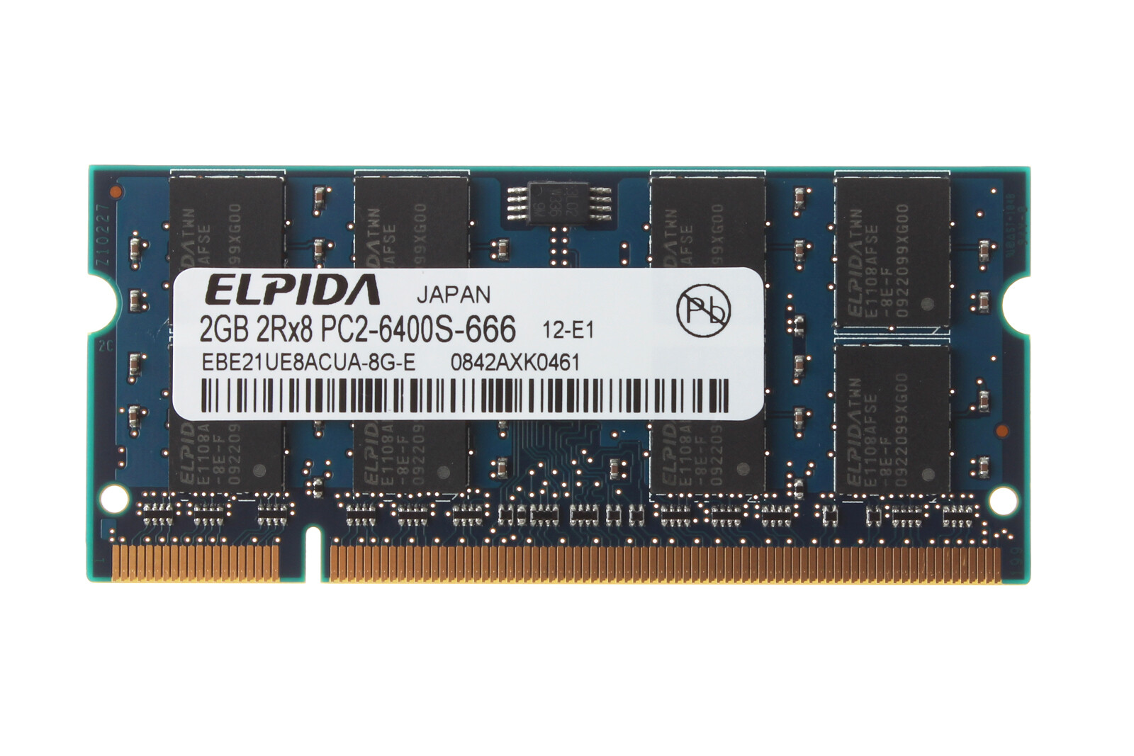 Elpida 2GB PC2-6400 DDR2 2RX8 800Mhz 200PIN SODIMM Laptop RAM Memory Low Density