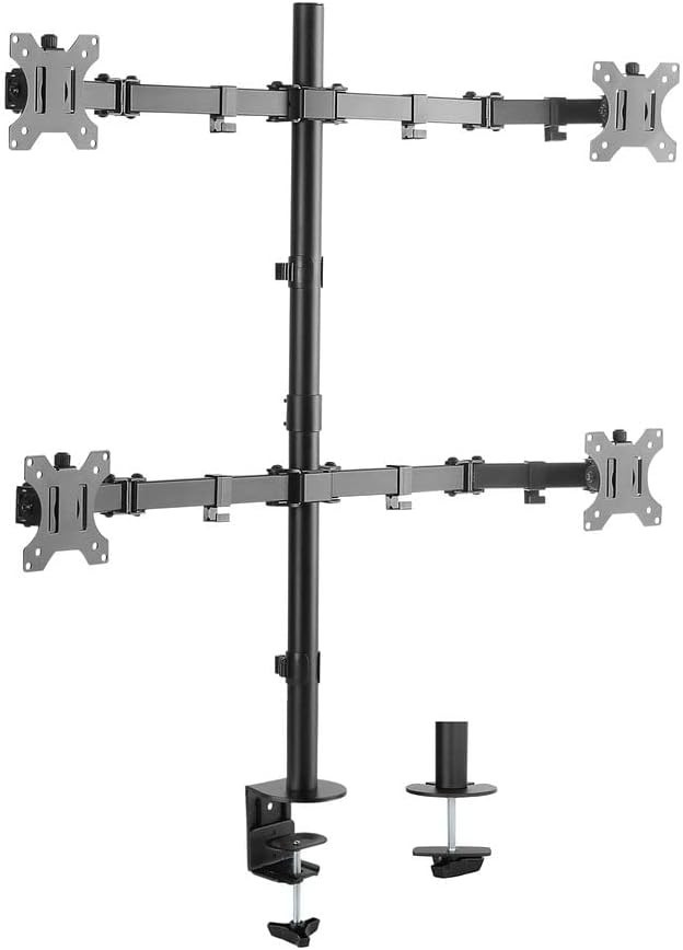 Quad Monitor Desk Mount Adjustable Clamp Stand Heavy Duty 4 Screens up to 27"NEW