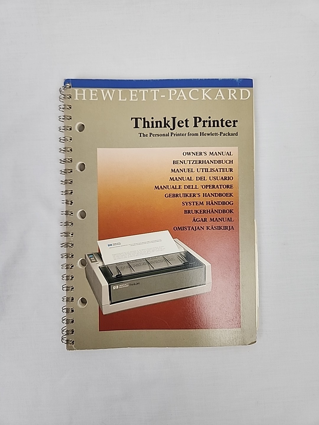 Vintage 1987 HP ThinkJet Personal Printer Owner's Manual Metal Binding HP 2225B 